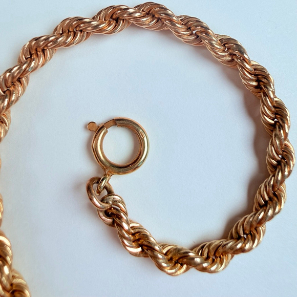 Estate 14K Solid Yellow Gold Thick 3mm Rope Twist Chain Link Necklace VTG 30.5" - Picture 3 of 9